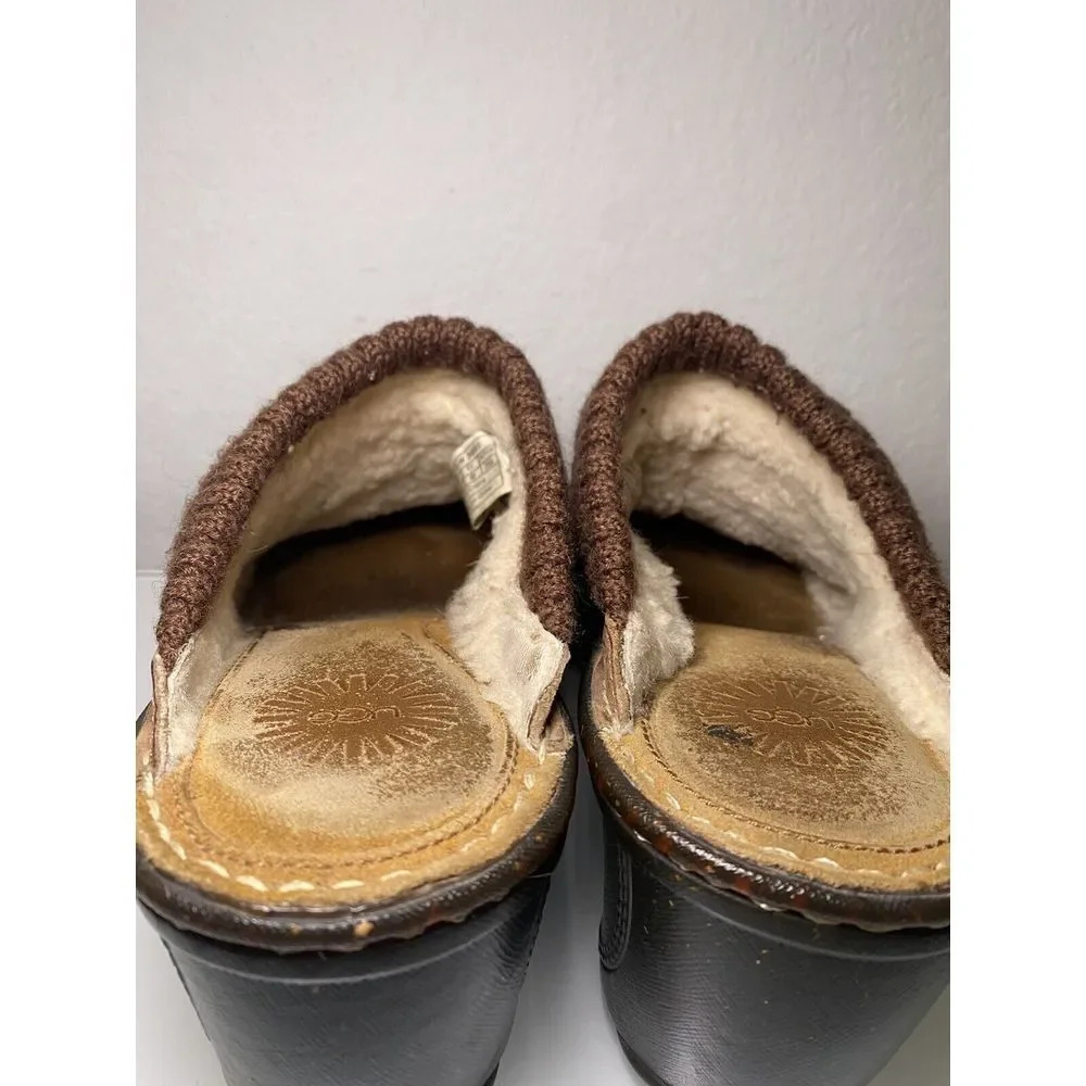 UGG Gael 3085 Brown Distressed Nubuck Leather Mules Wedges Slides Size 8 Used - Picture 6 of 16